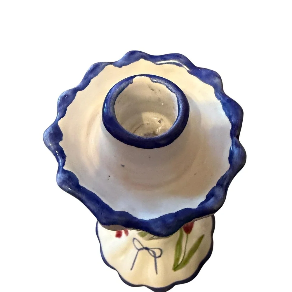 2 Hand Painted‎ Italian Ceramic Candle Holders 9